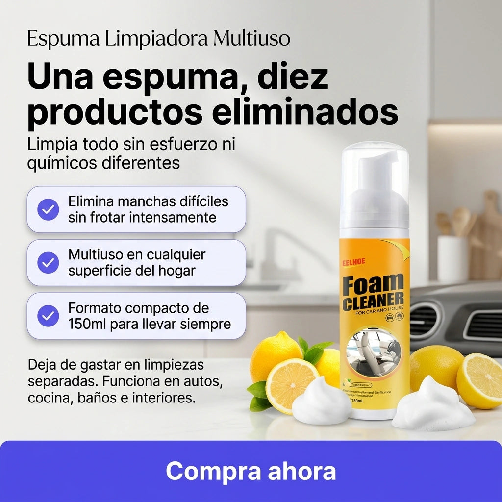Espuma Limpiadora Multiusos — Carro, Cocina y Baño